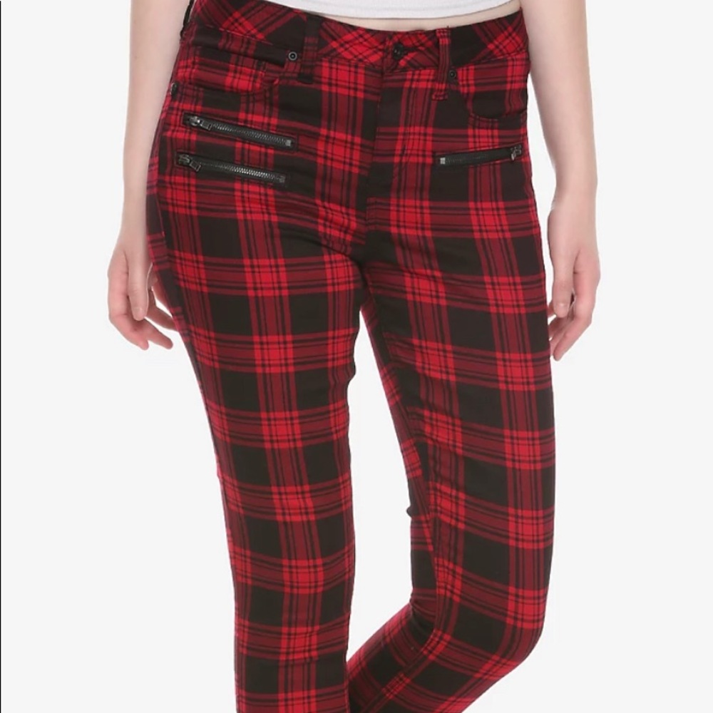 Red Plaid High Waited Jeggings